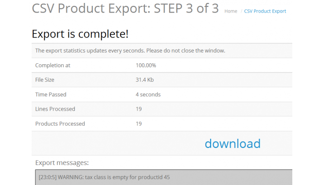 OpenCart Export Products CSV